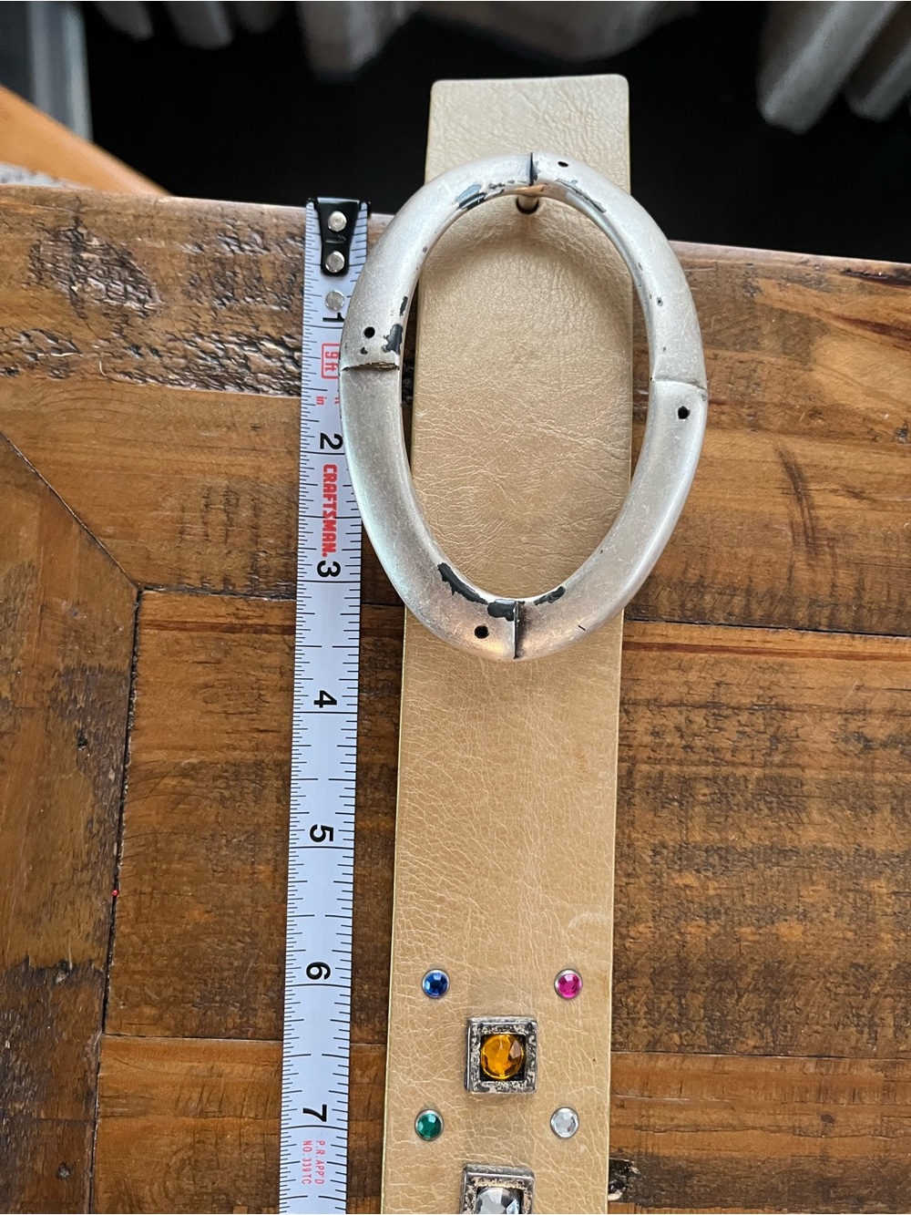 Gorgeous Vintage Claudio Orciani Embellished Leather Belt Gems Tan Western Italy - Picture 12 of 13